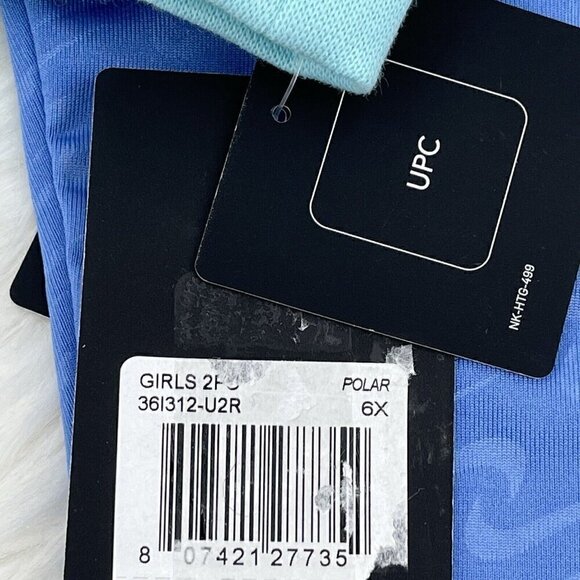 NEW 2pc NIKE Blue Peplum Sweatshirt & Leggings Set Size 6X Swoosh Long Sleeve - Picture 5 of 5